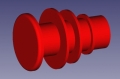 Gerippte Rohrendstopfen LDPE rot D (mm)= 17.7 d1 (mm)= 17.4 d2 (mm)= 9.8 d3 (mm)= - d4 (mm)= - H (mm)= 16.3 Rohraussendurchmesser (mm)= 18