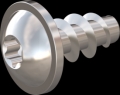 screw for plastic: Screw STS KN1038 2.5x5 - T6 stainless-steel, A2 - 1.4567 Bright-pickled and passivated